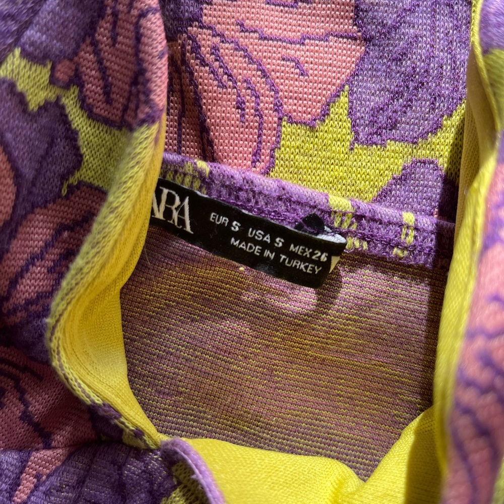 Zara Lime Green Mini Set with Purple and Pink Floral Pattern - Picture 5 of 5